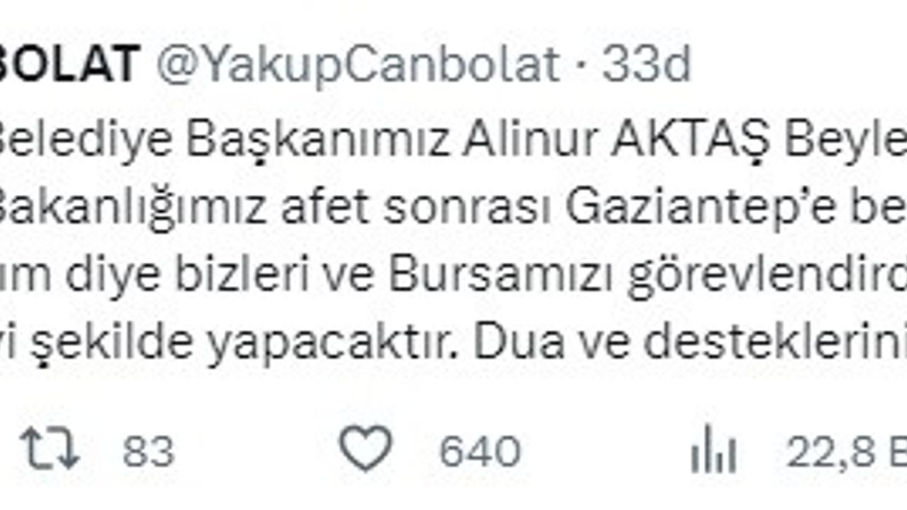 Vali Yakup Canbolat ve Alinur Aktaş Gaziantep’e görevlendirildi