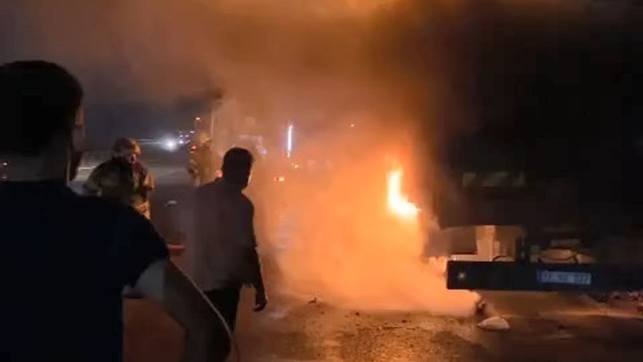 Karacabey-Bursa yolunda arı yüklü kamyon alev alev yandı