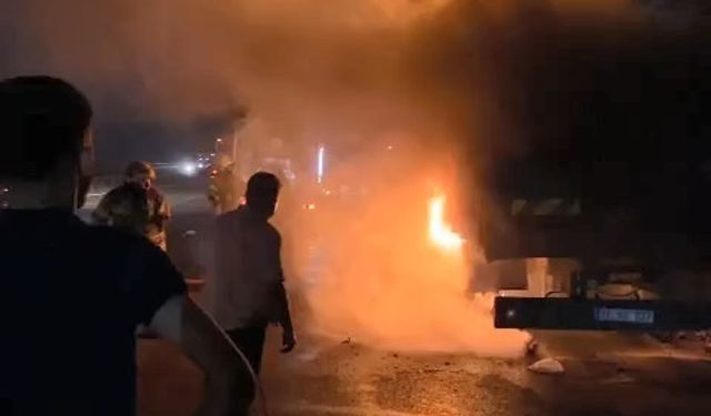 Karacabey-Bursa yolunda arı yüklü kamyon alev alev yandı