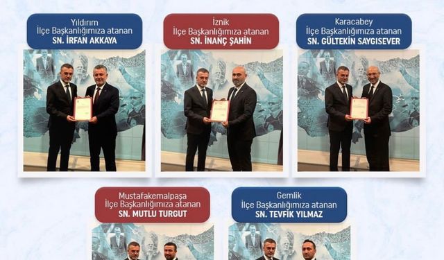 Bursa’da Ak Parti’nin yeni ilçe başkanları mazbatalarını aldı