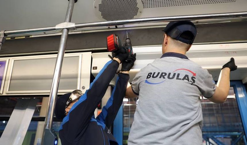 BursaRay vagonlarındaki aydınlatmaları LED’e dönüştü